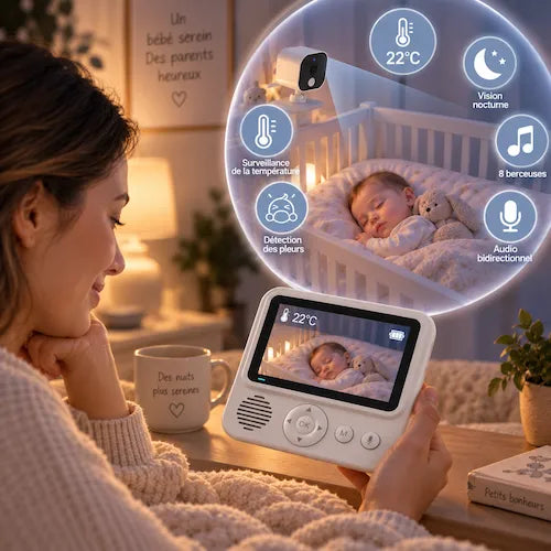 Babyphone caméra veilleuse nocture température controlée