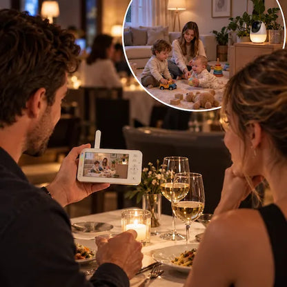Babyphone vidéo dîner romantique enfants et nounou surveillance