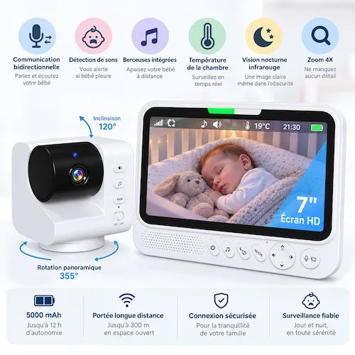 Babyphone vidéo moniteur bébé multifonctions