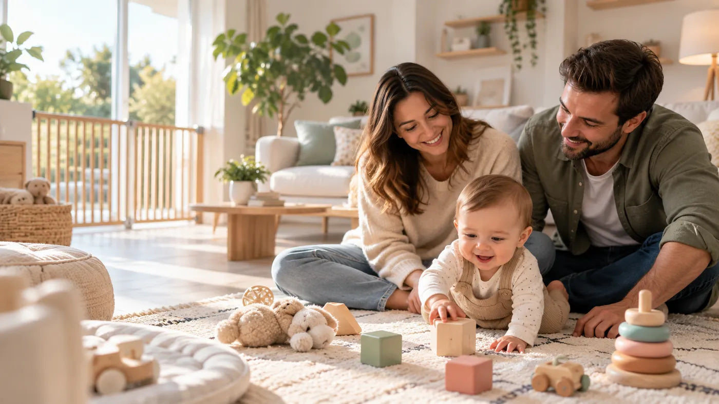 Bébé joue avec papa et maman page acceuil