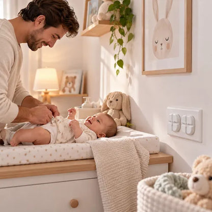Cache prise pour bébé blanc papa change bébé lieu sécurisé