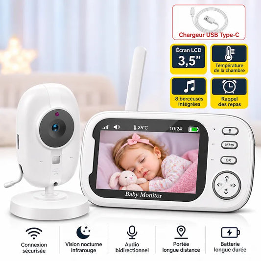 Caméra babyphone Voxa moniteur sur pied