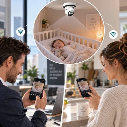 Caméra surveillance bébé plafonnier connexions multiples