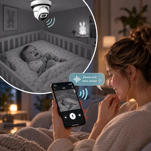 Caméra surveillance bébé vision nocturne maman parle à bébé