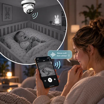Caméra surveillance bébé vision nocturne maman parle à bébé