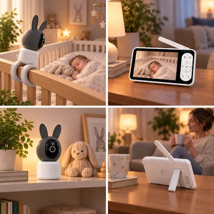 babyphone caméra position enroulée ou posée écran posé sur table
