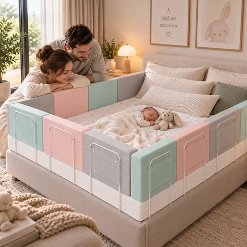 barrière de lit bébé dort dans lit sécurisé parents rassurés