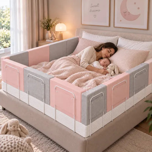 barrière de lit maman et bébé dorment