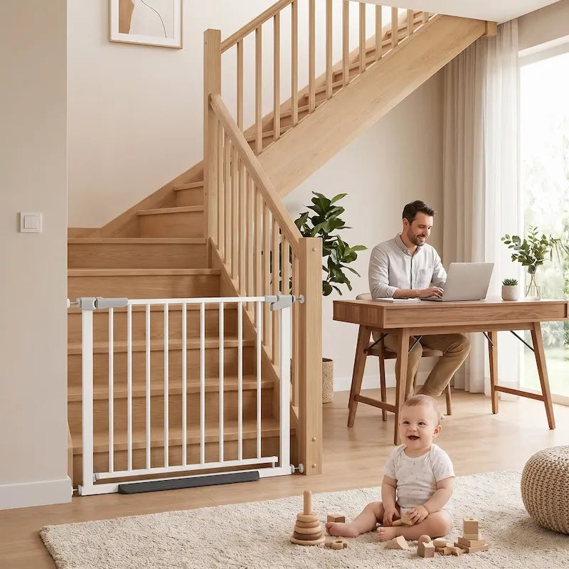 barrière de sécurité escalier bebe et papa bureau