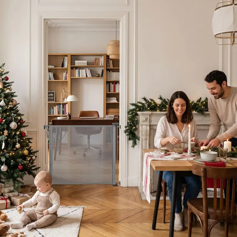 barrière sécurité enfant gris bébé parents noel