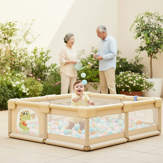 parc bébé joue dans le parc grands-parents arrosent les plantes