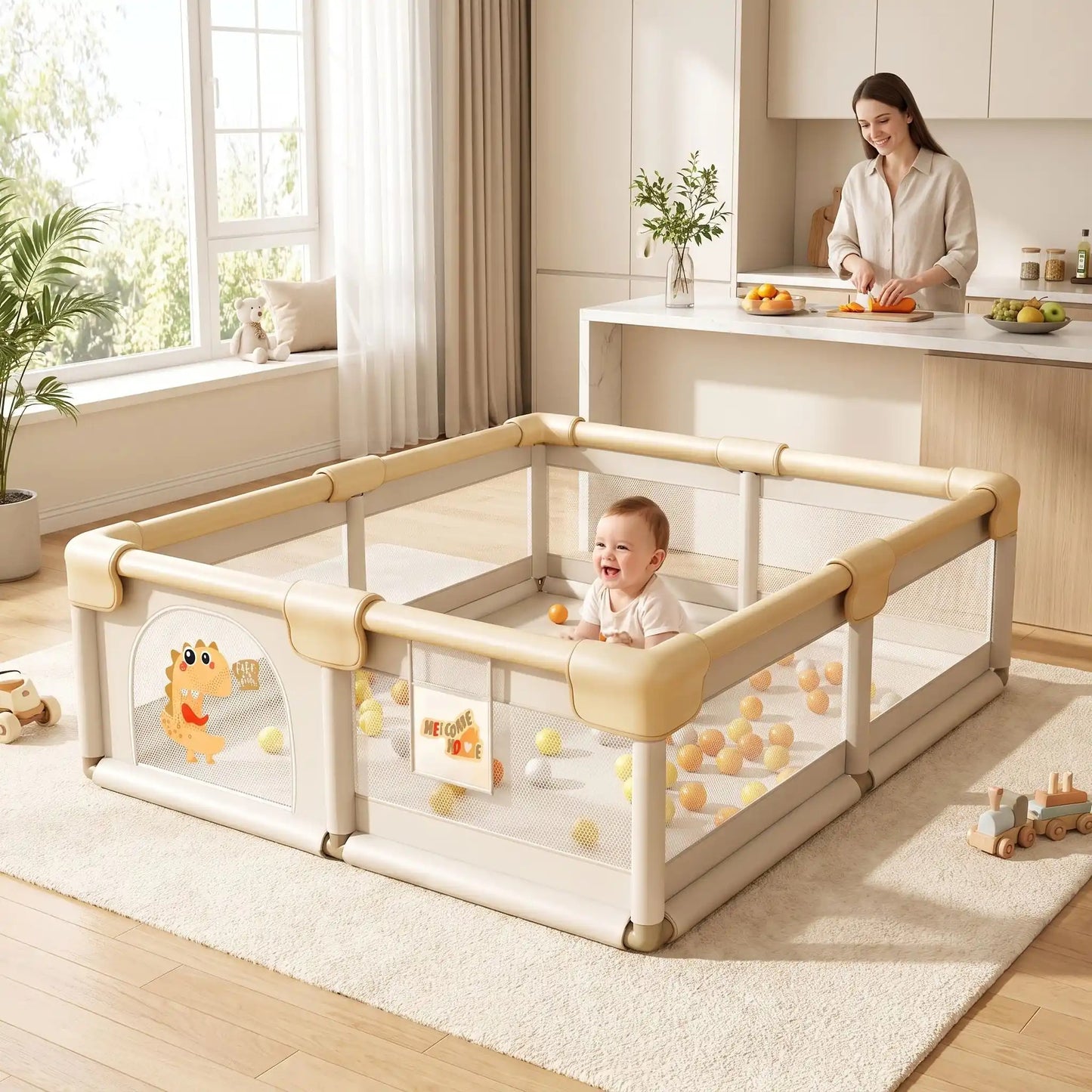 parc bébé joue dans parc cuisine maman