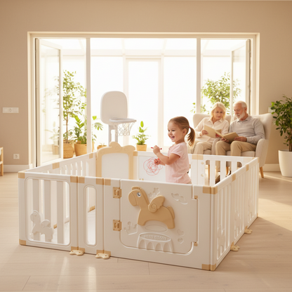parc bébé petite fille dessinant sur letableau