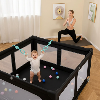 parc pliable pour bébé bébé utilise anneaux maman fait sport