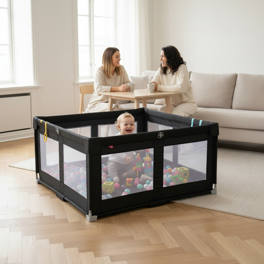 parc pliable pour bébé maman est avec amie
